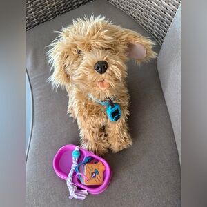 Interactive Plush Dog Toy with Blue Collar